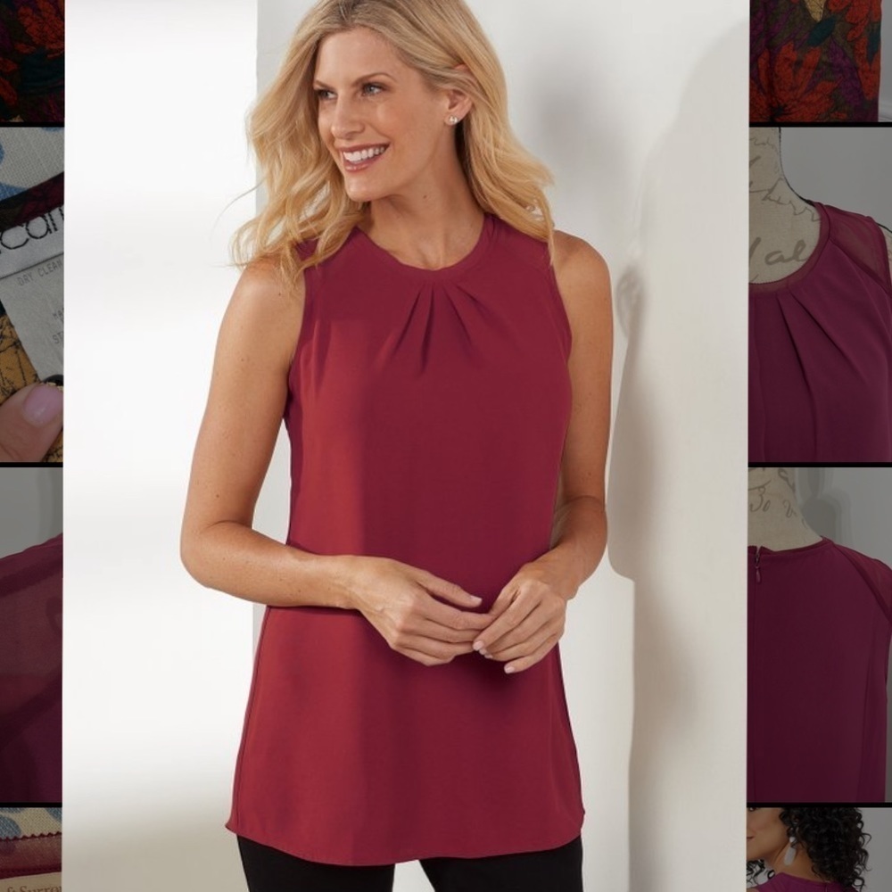 Soft Surroundings PM purple Blouse Tank top Zipper on the back